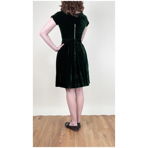 Vintage 1950s Swing Dress Velvet Mini Midi Old Money Luxury Mid Century 40s 50s - Picture 4 of 8